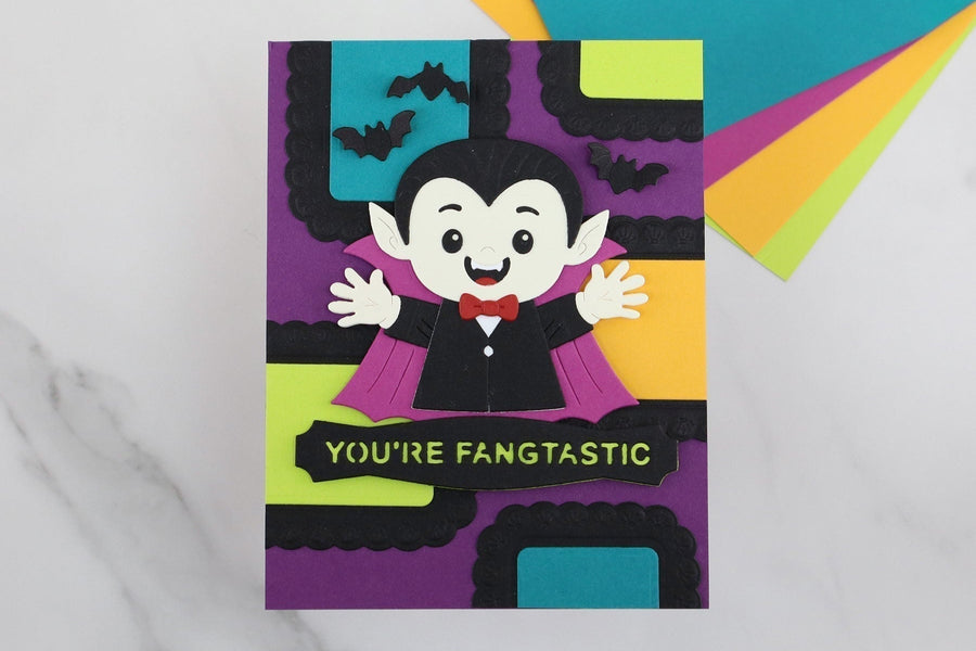Colorful Halloween Card Tutorial with Scalloped Frames, E3D-180, S6-272