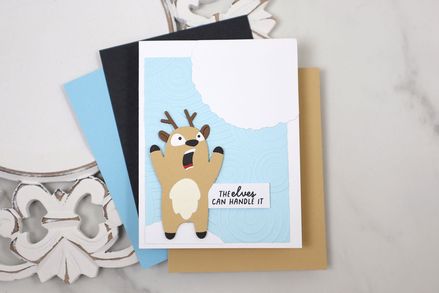 How to Make a Funny Christmas Reindeer Card with a Snowball Scene, SDS-245, S4-1511, E3D-166