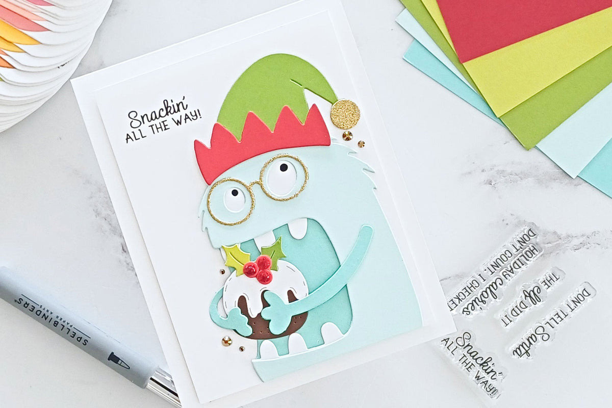 How to Make a Fun Christmas Monster Card: Chompster Holiday Card Tutorial, SDS-242, STP-295, BD-1049