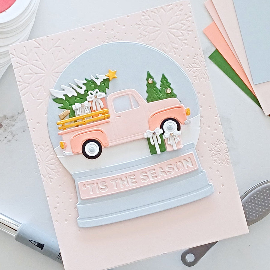 How to Make a Christmas Snow Globe Card: Step-by-Step Holiday Truck Tutorial, S4-1576, S6-222, BP-378