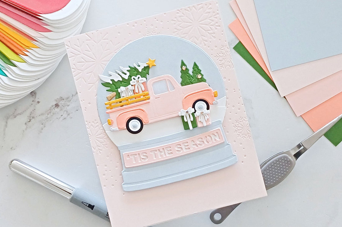 How to Make a Christmas Snow Globe Card: Step-by-Step Holiday Truck Tutorial, S4-1576, S6-222, BP-378