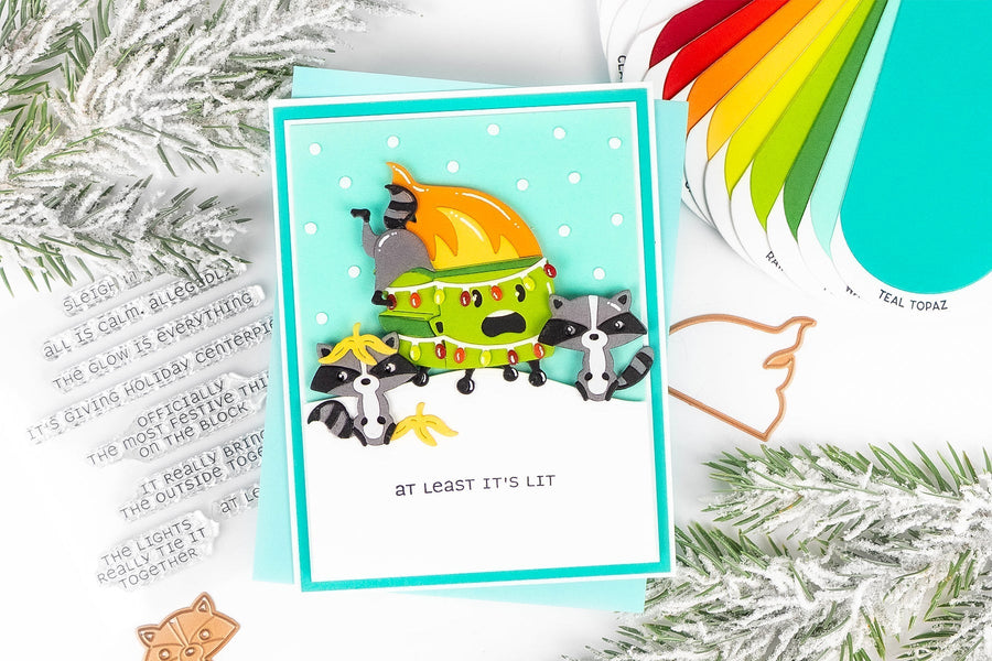 Holiday Chaos Card Tutorial with Spellbinders Deck the Dumpster: At Least it’s Lit! SDS-246, SDS-220, S4-1408