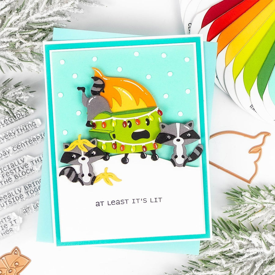 Holiday Chaos Card Tutorial with Spellbinders Deck the Dumpster: At Least it’s Lit! SDS-246, SDS-220, S4-1408