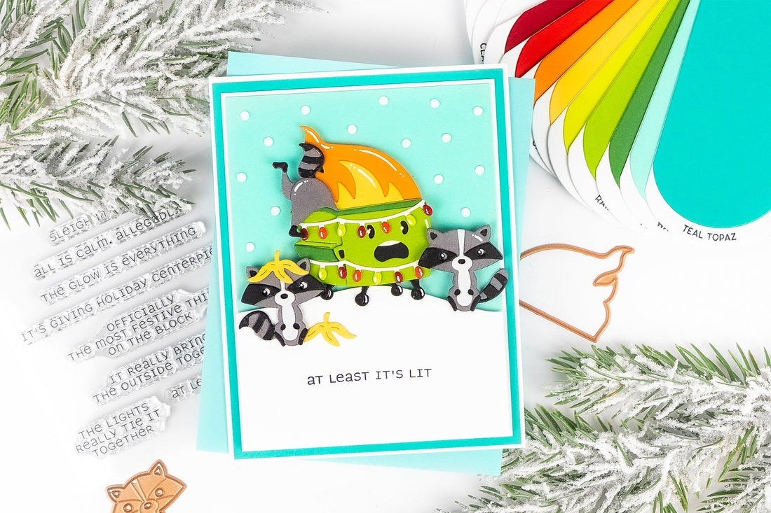 Holiday Chaos Card Tutorial with Spellbinders Deck the Dumpster: At Least it’s Lit! SDS-246, SDS-220, S4-1408