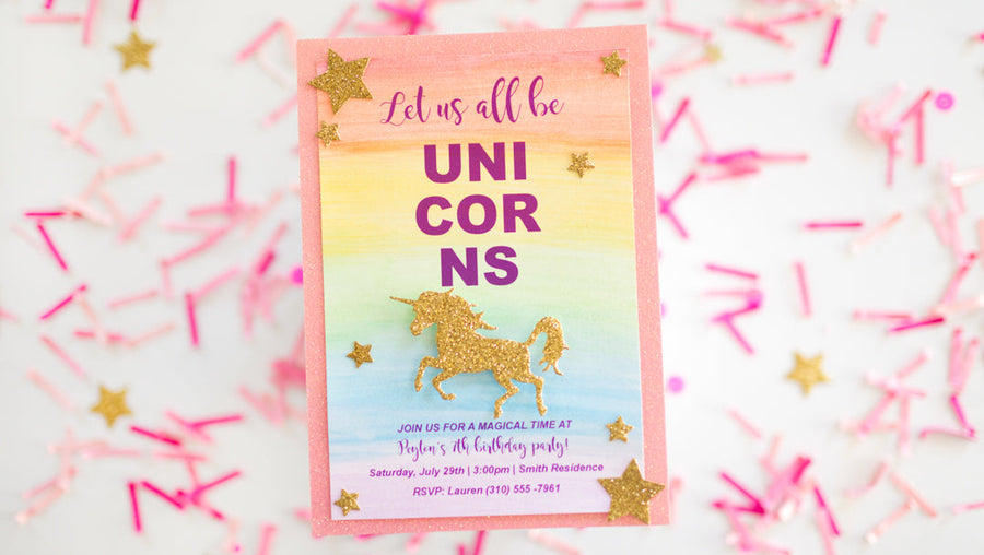 Watercolor Unicorn Party Invitations