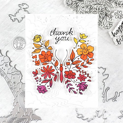 Beautiful Floral Butterfly Thank You Card
