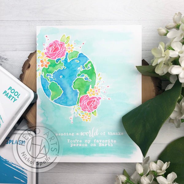 Beautiful World in Reactive Ink Watercolor