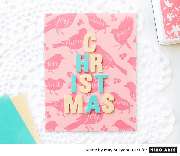Christmas Card with Fun Stamped Background