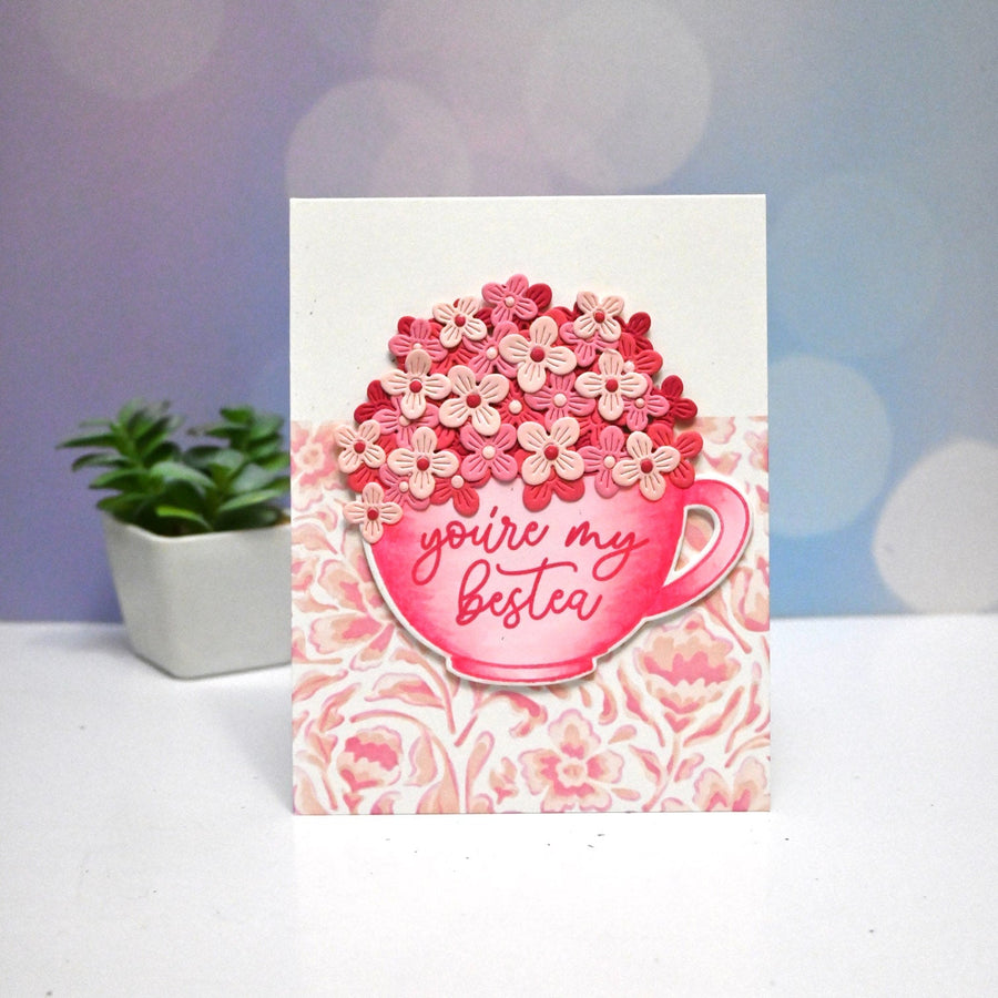 Create a Charming Teacup Card with Pink Hydrangeas