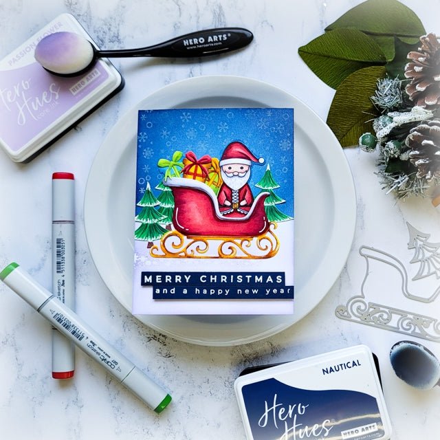 Copic Coloring Santa's Sleigh Die Cut