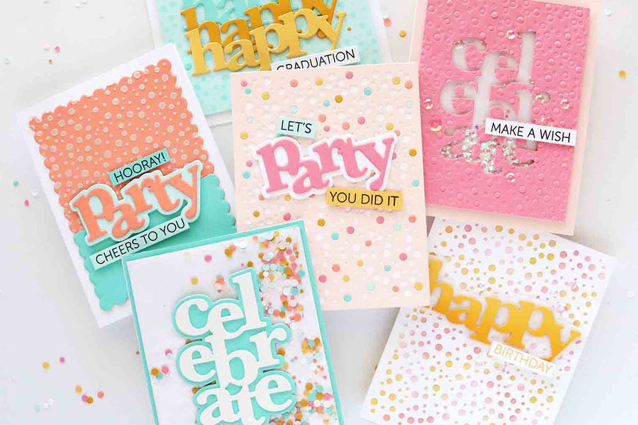 6 confetti die cards