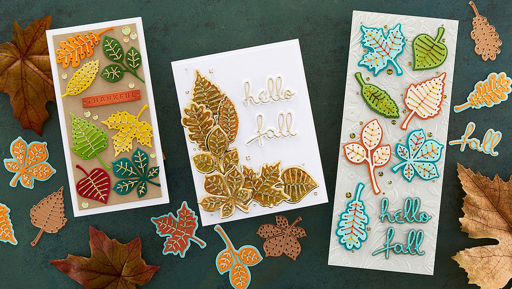 September 2022 Small Die of the Month Preview & Tutorials – Stitched Fall Leaves