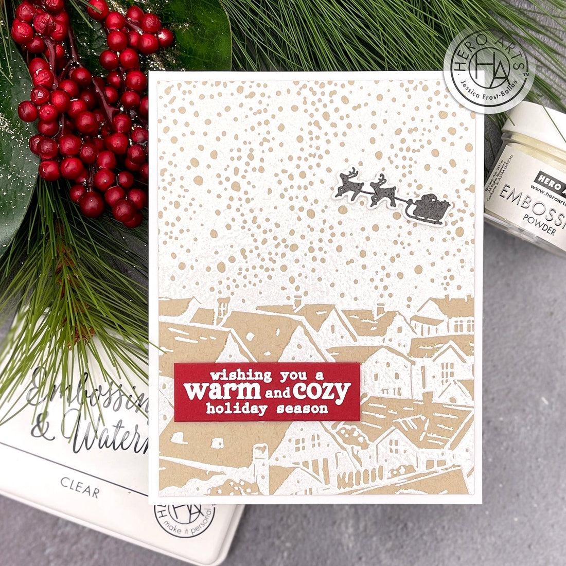 Double Embossed Snowy Rooftops