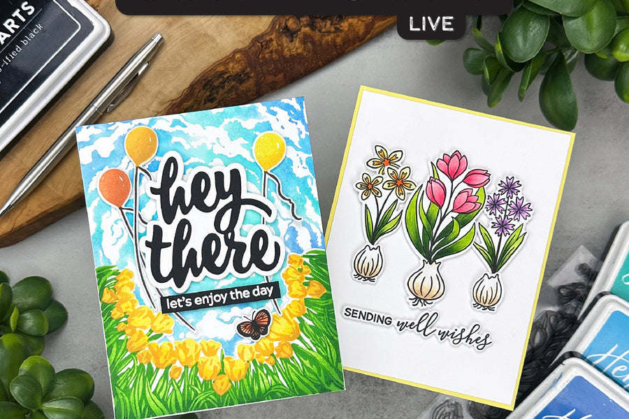 Join us for our first Stamp & Craft LIVE  featuring the February Hero Studio Card Kit!
