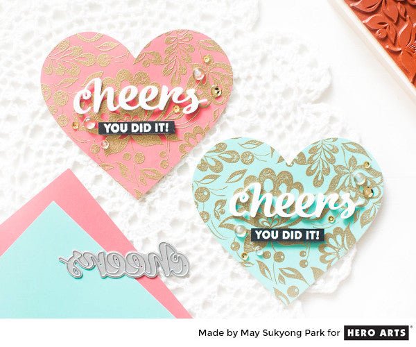 Heart Shaped Cards with Gold Embossed Background