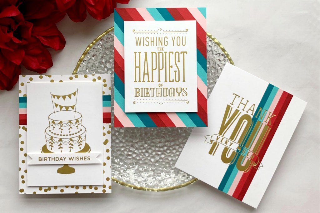 Glimmer Hot Foil Inspiration | Hot Foil Card Trio with Janette Kausen