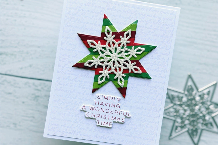 Custom Striped Cardstock with Snowflake Star Die Set