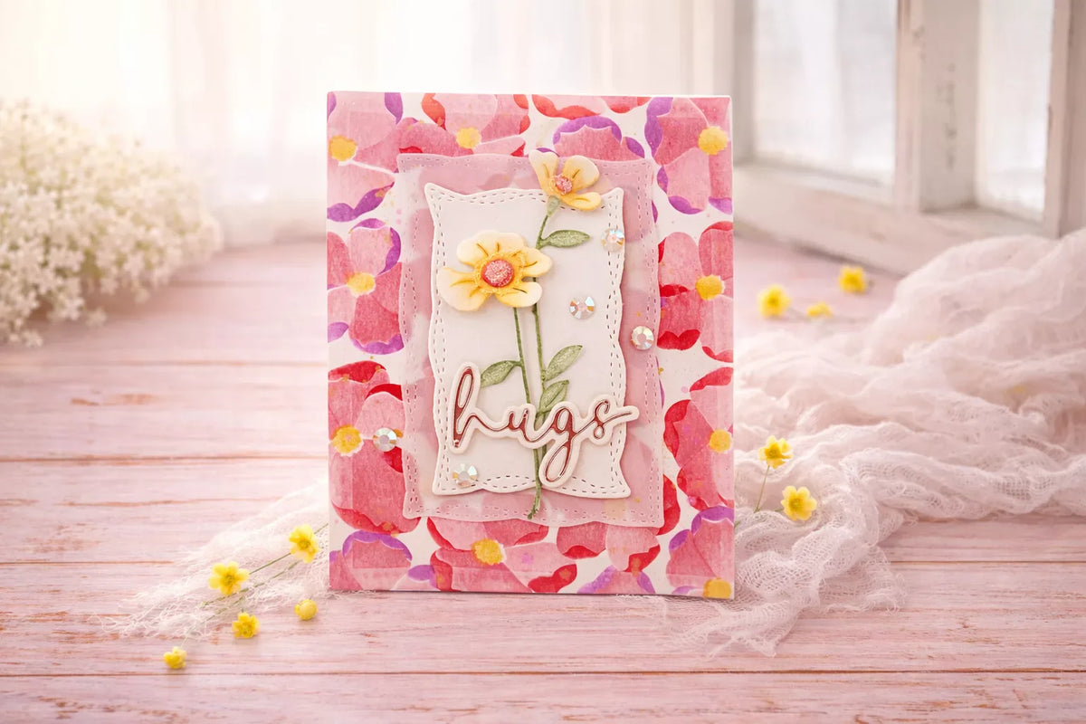 Poppy Song Stencil Card Tutorial: Easy Layered Floral Background
