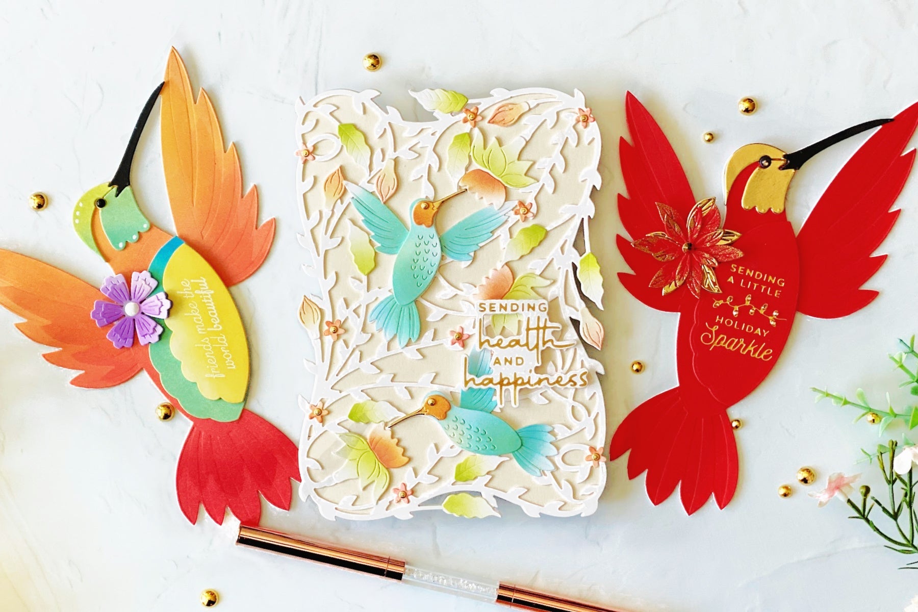 Shaped Cards with Bibi’s Hummingbirds by Joan Bardee