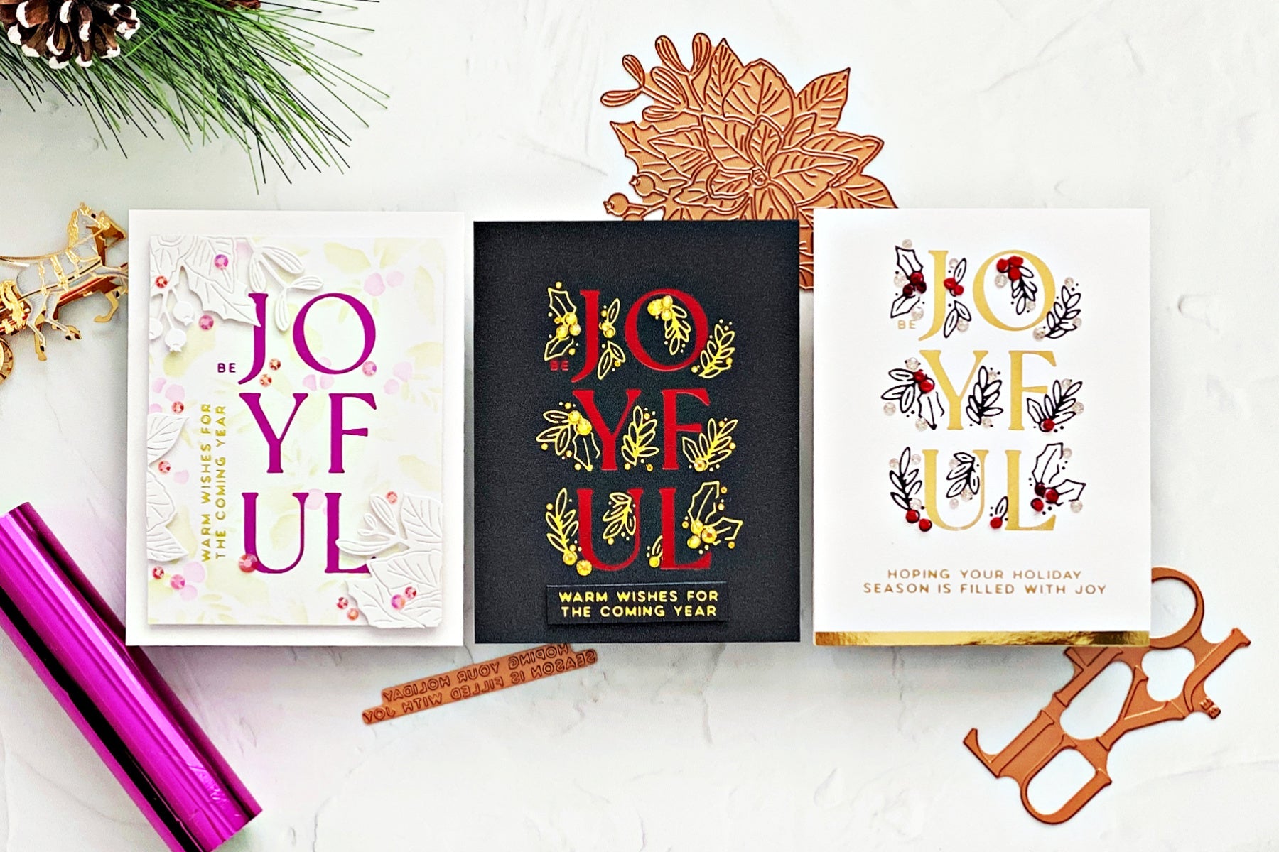 Making Clean and Simple Christmas Cards Special – Joyful Glimmer Step-by-Step Tutorial with Joan Bardee
