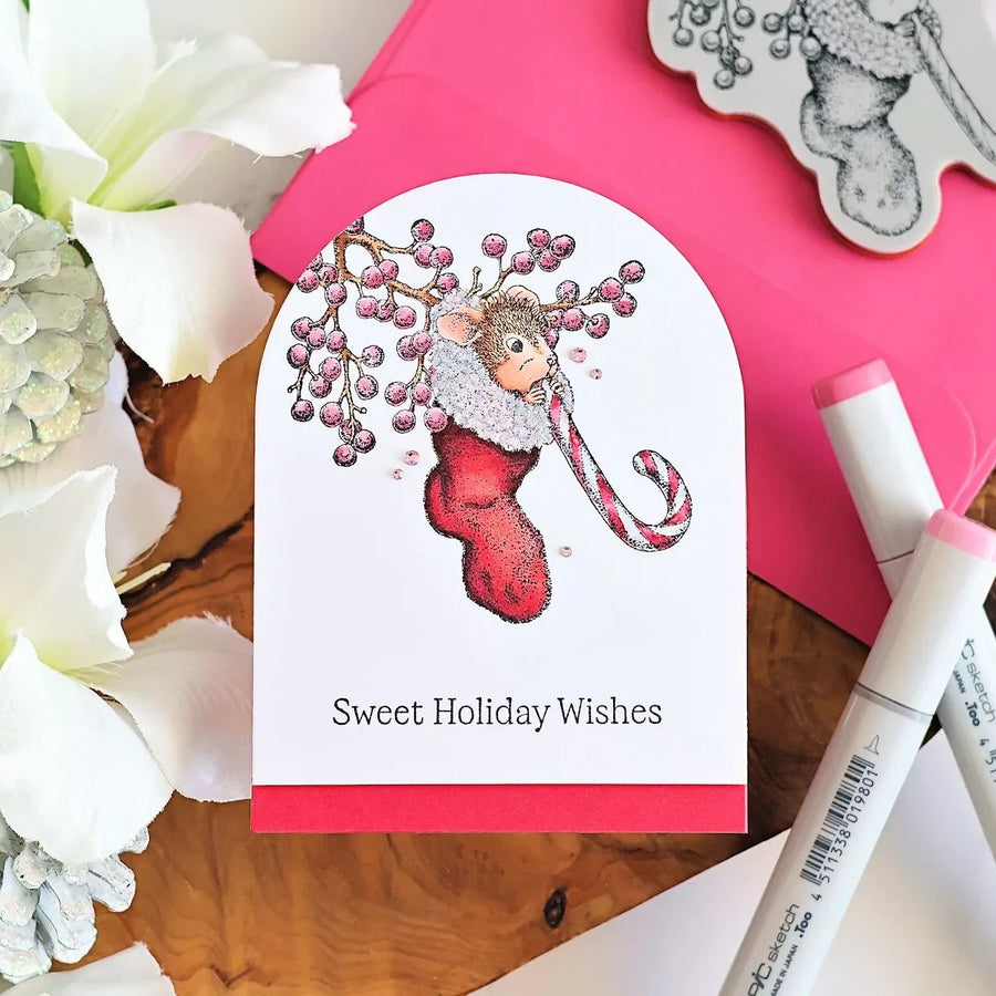 House-Mouse Sweet Twist Christmas Card Tutorial with Copic Coloring