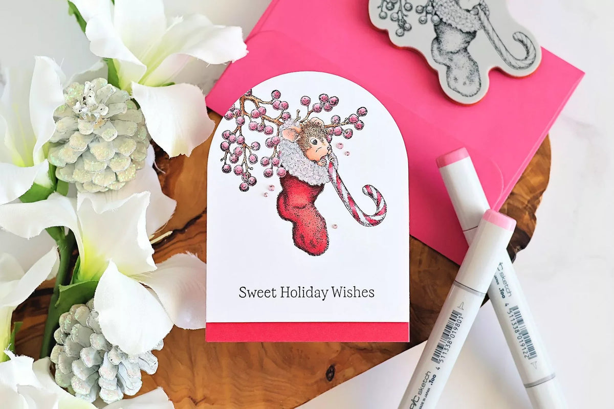 House-Mouse Sweet Twist Christmas Card Tutorial with Copic Coloring