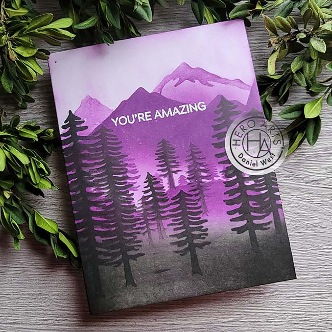 Mountain Scene Stencil Card with Only Two Inks