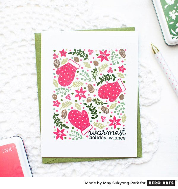 One-Layer Christmas Cards with Stamped Backgrounds