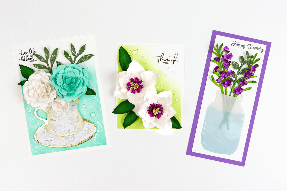 Dimensional Paper Flowers on Cards