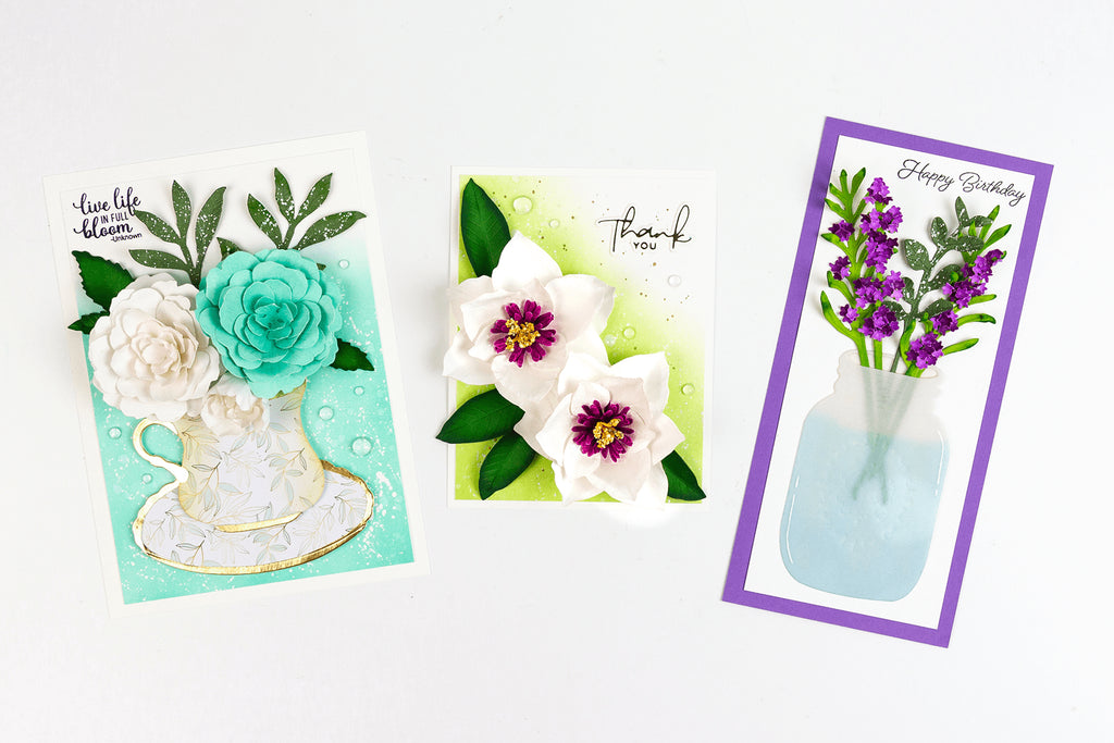 Dimensional Paper Flowers on Cards