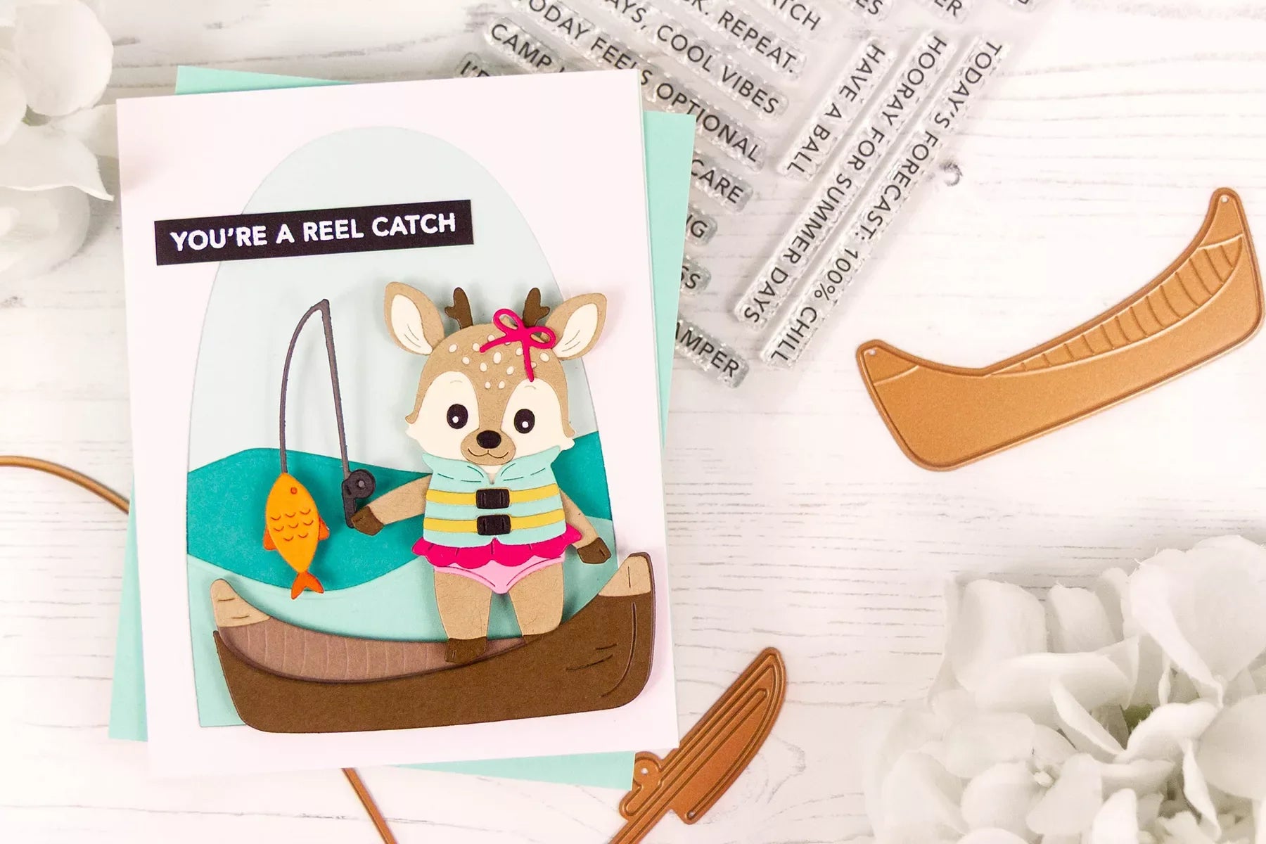 Summer Fishing Card Tutorial: Deer and Boat Die Cutting Project