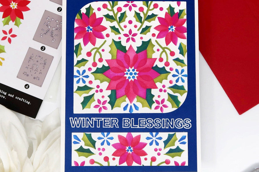 Create a Poinsettia Stenciled Holiday Card with Nontraditional Colors