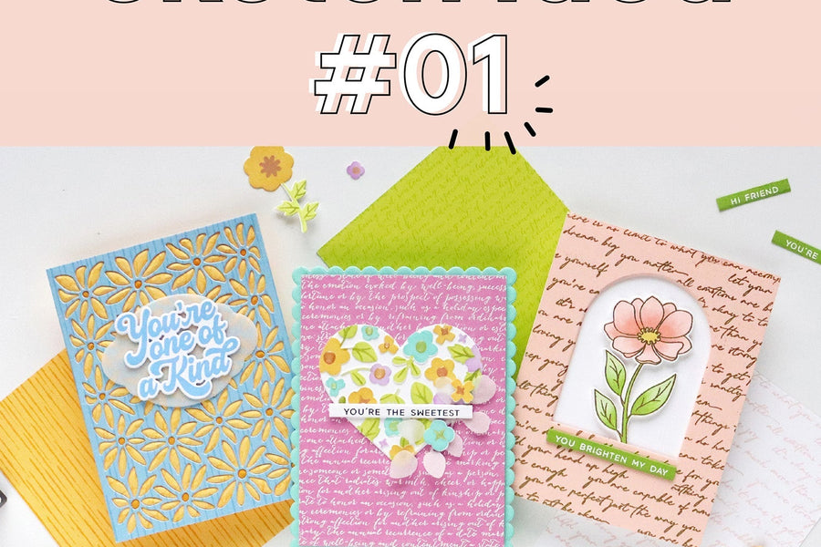 3 cling background cards for sketch idea #01