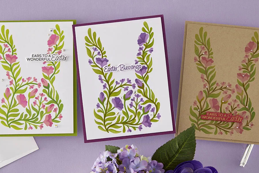 February 2026 Stencil of the Month Preview & Tutorials – Botanical Bunny