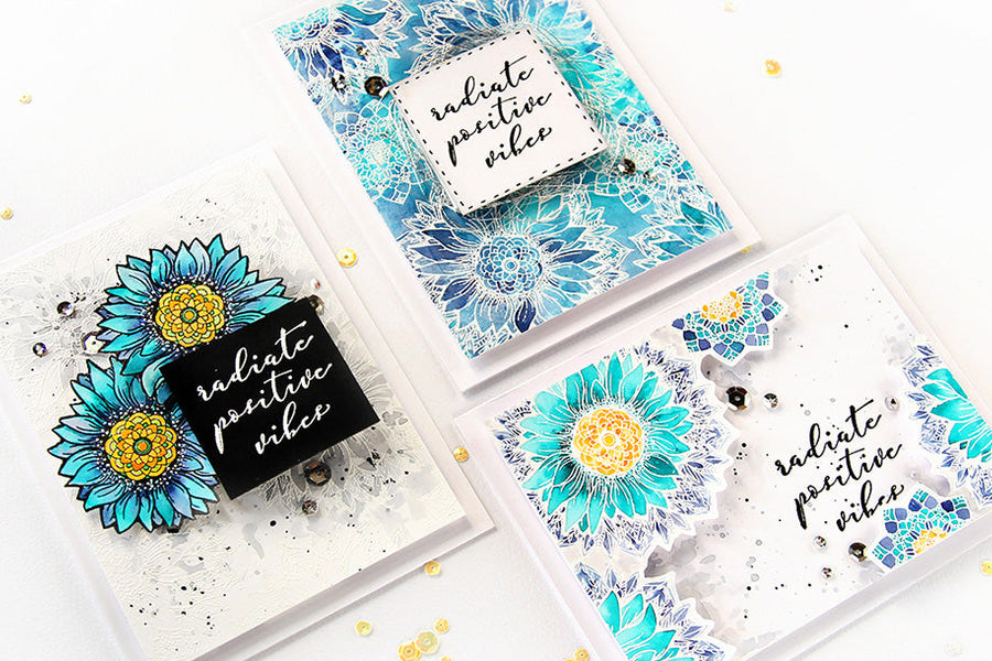 Trio of Cards Using Sunflower Cool Vibes with Erum