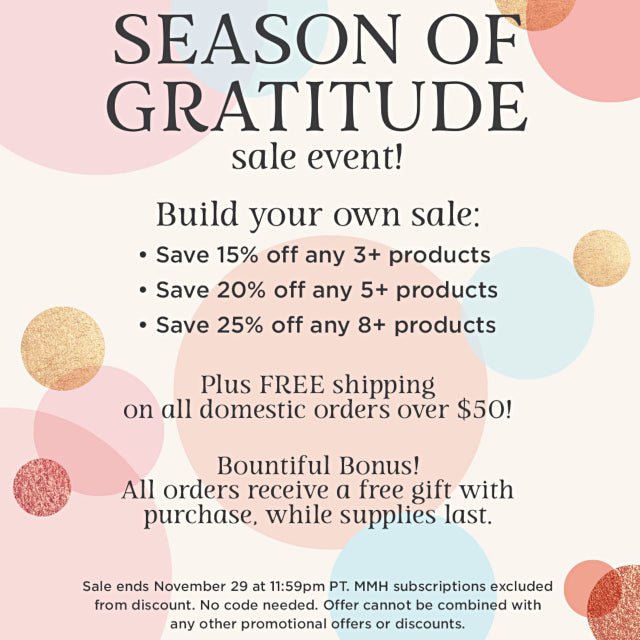 Starts Now! 2nd Annual Season of Gratitude Sale Event