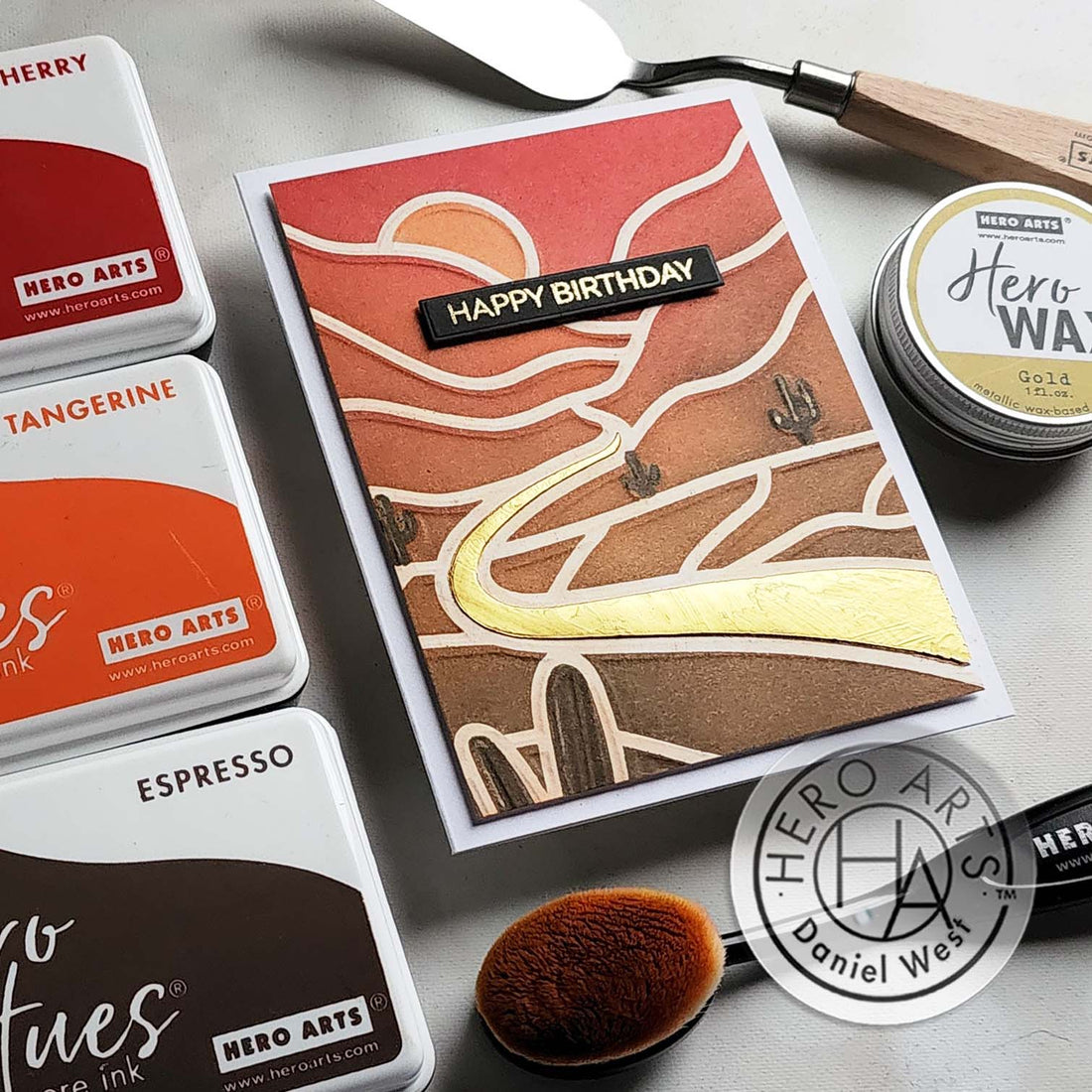 Stepping up a Stenciled Card Panel with the Desert Road Stencil