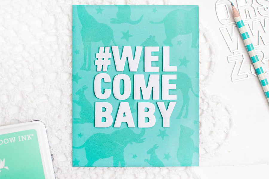 Video: Welcome Baby Cards with Stamped Background & Die-cut Letters - Hero Arts