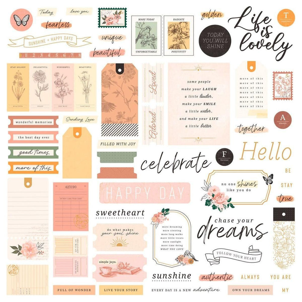 Rosie's Studio Golden Afternoon Cardstock Diecut Ephemera - Sentiments