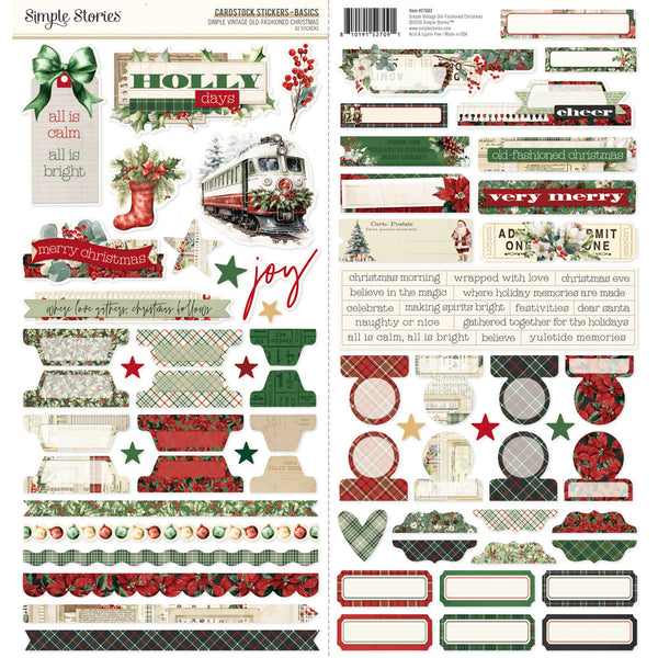 Simple Stories Simple Vintage Old-Fashioned Christmas Cardstock Stickers - Basics