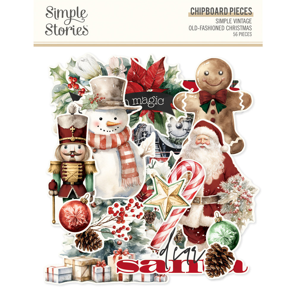 Simple Stories Simple Vintage Old-Fashioned Christmas Chipboard Pieces