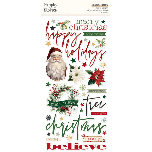 Simple Stories Simple Vintage Old-Fashioned Christmas Foam Stickers