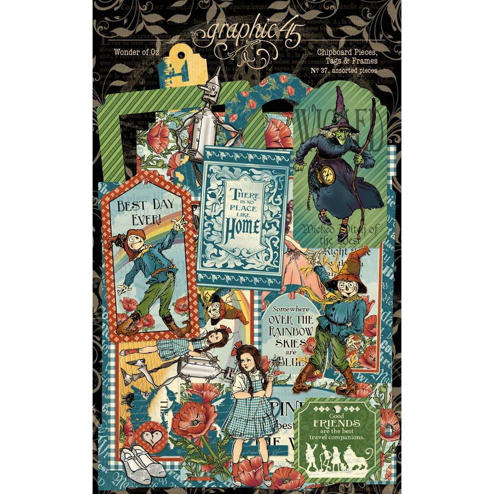 Graphic 45 Wonder of Oz Chipboard Pieces, Tags & Frames