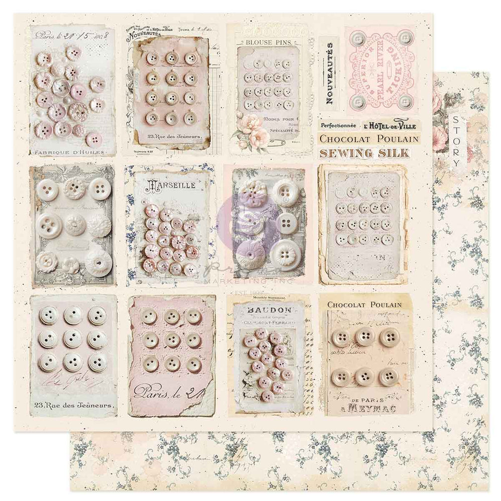 Prima Buttons & Keepsakes by Frank Garcia 6 x 6" Paper Pad