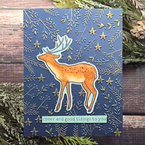 Cheer and Good Tidings Deer Registration Press Plate & Die Set by Dina Wakley