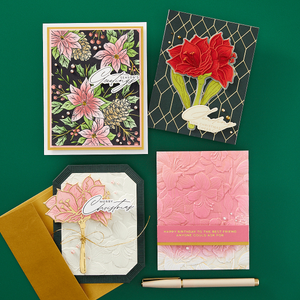 Festive Poinsettias BetterPress and Stencil Bundle from the Amaryllis Christmas Collection by Yana Smakula