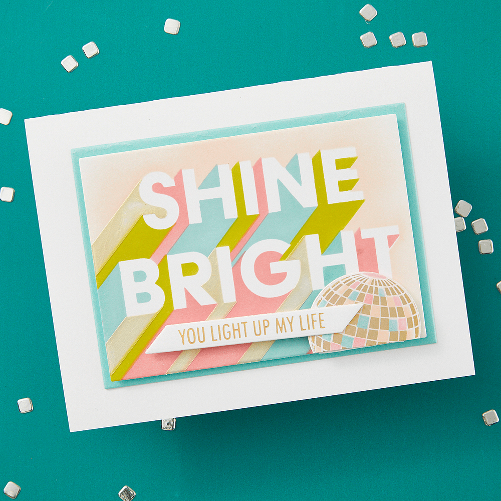 Shine Bright Sentiment Strips Press Plate & Die Set from the Shine Bright Collection by Carissa Wiley