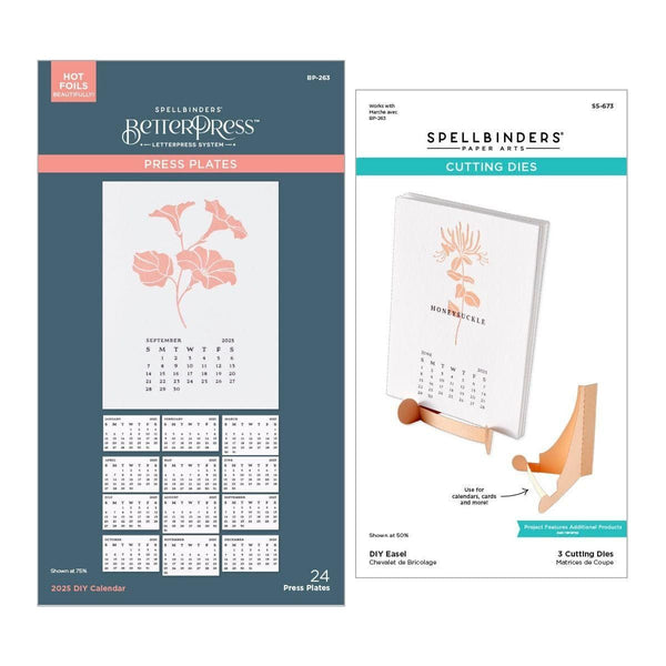 2025 DIY Calendar Press Plates and DIY Easel BetterPress Dies Bundle from the Florals Through the Year Collection