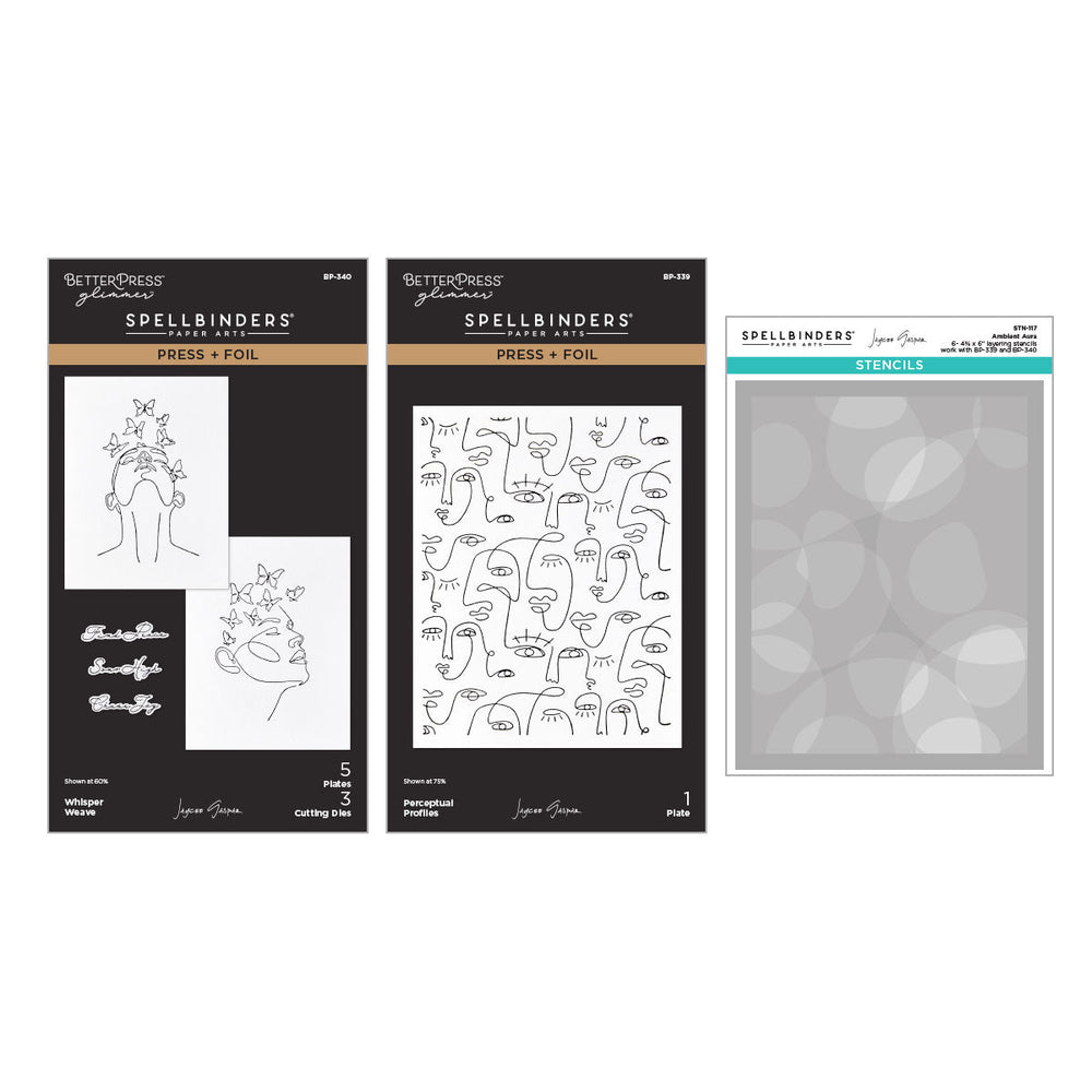 All My Senses Faces Press + Foil Plates and Stencil Bundle by Jaycee Gaspar