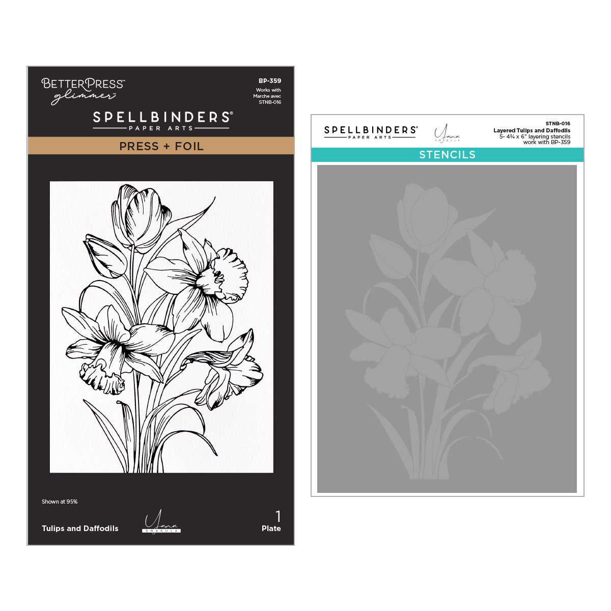 Tulips and Daffodils Press + Foil Plate and Stencil Bundle by Yana